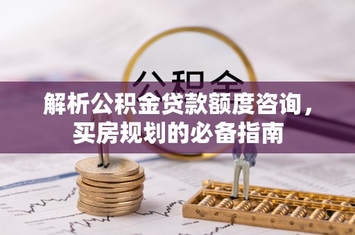 宁夏解析公积金贷款额度咨询，买房规划的必备指南